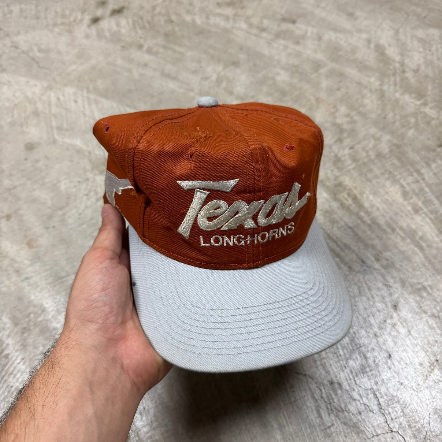 90s Orange University of Texas Longhorns Sports Specialties Double Line Script Snapback Hat