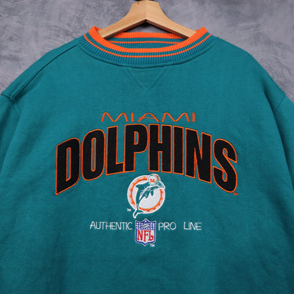 90s Teal Miami Dolphins Embroidered Crewneck Sweatshirt 6474