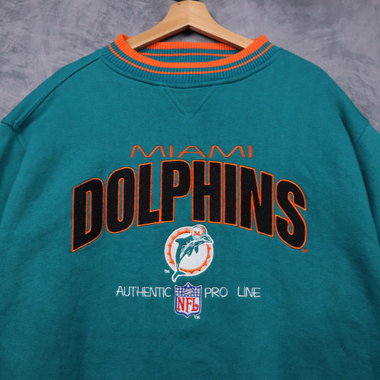 90s Teal Miami Dolphins Embroidered Crewneck Sweatshirt 6474
