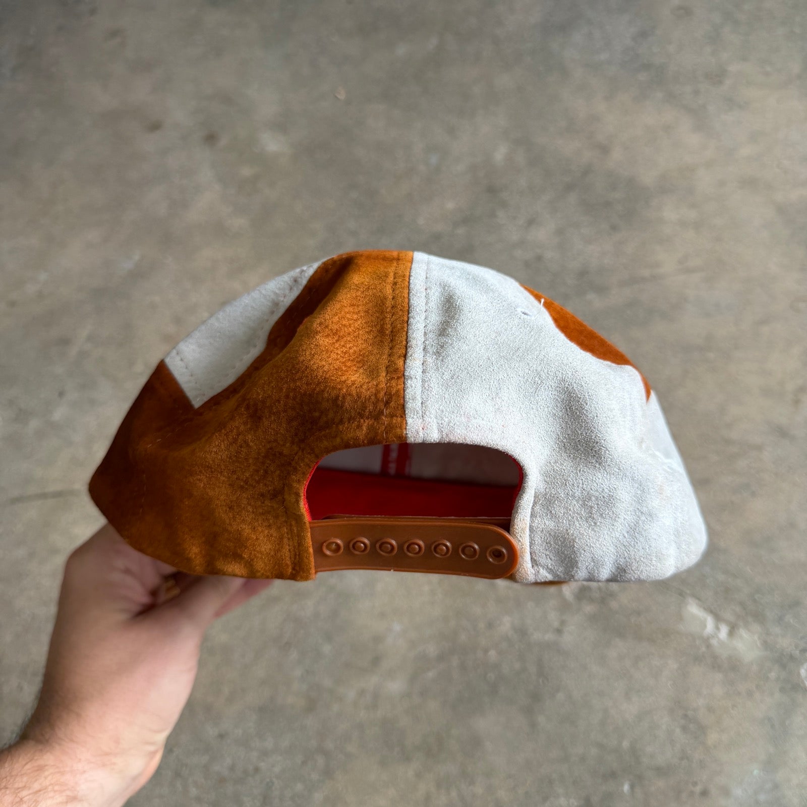 90s Burnt Orange Texas Longhorns Suede Snapback Hat 5783