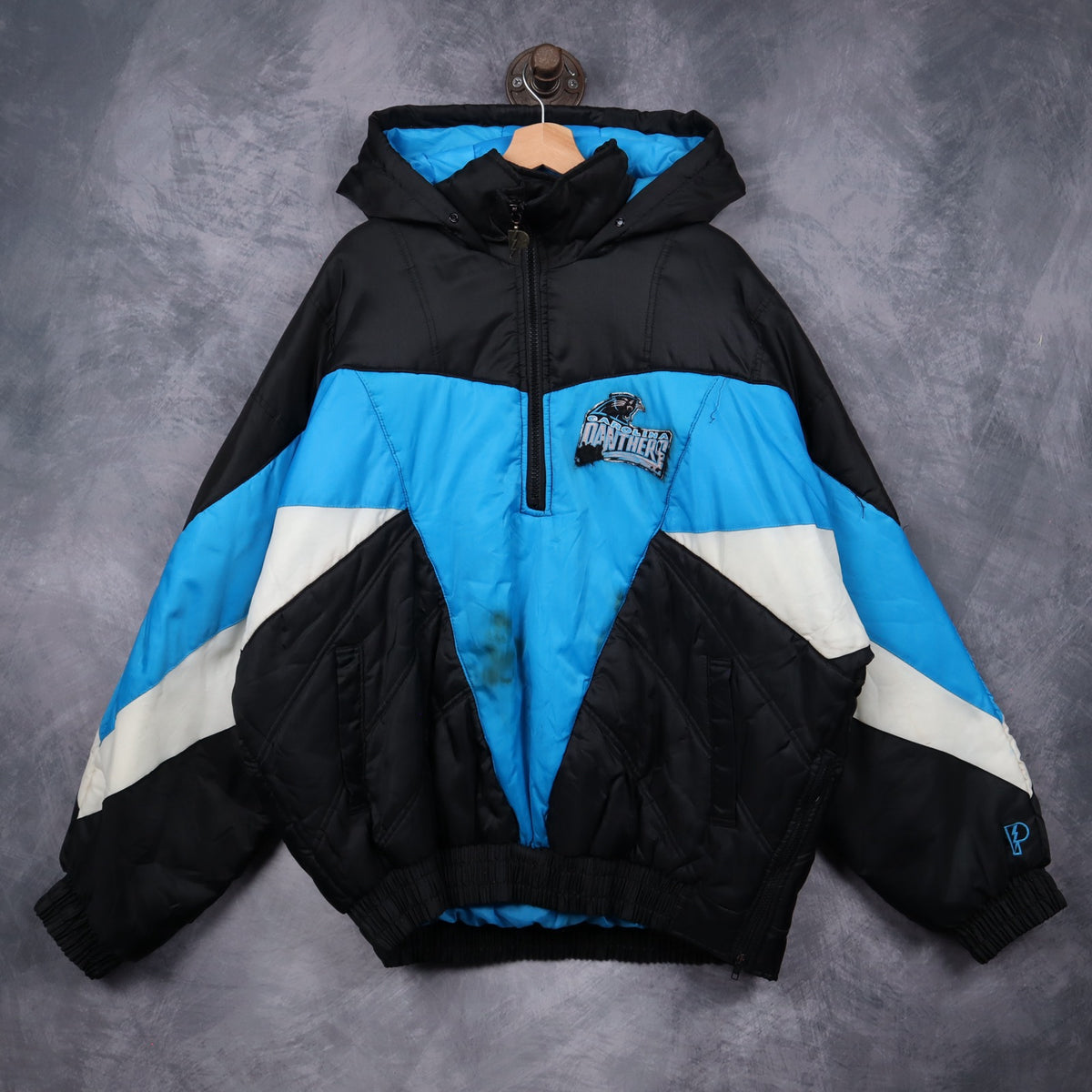 90s Black Carolina Panthers Pro Player Puffer Jacket 6522