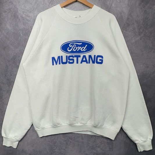 90s White Ford Mustang Crewneck Sweatshirt 3990