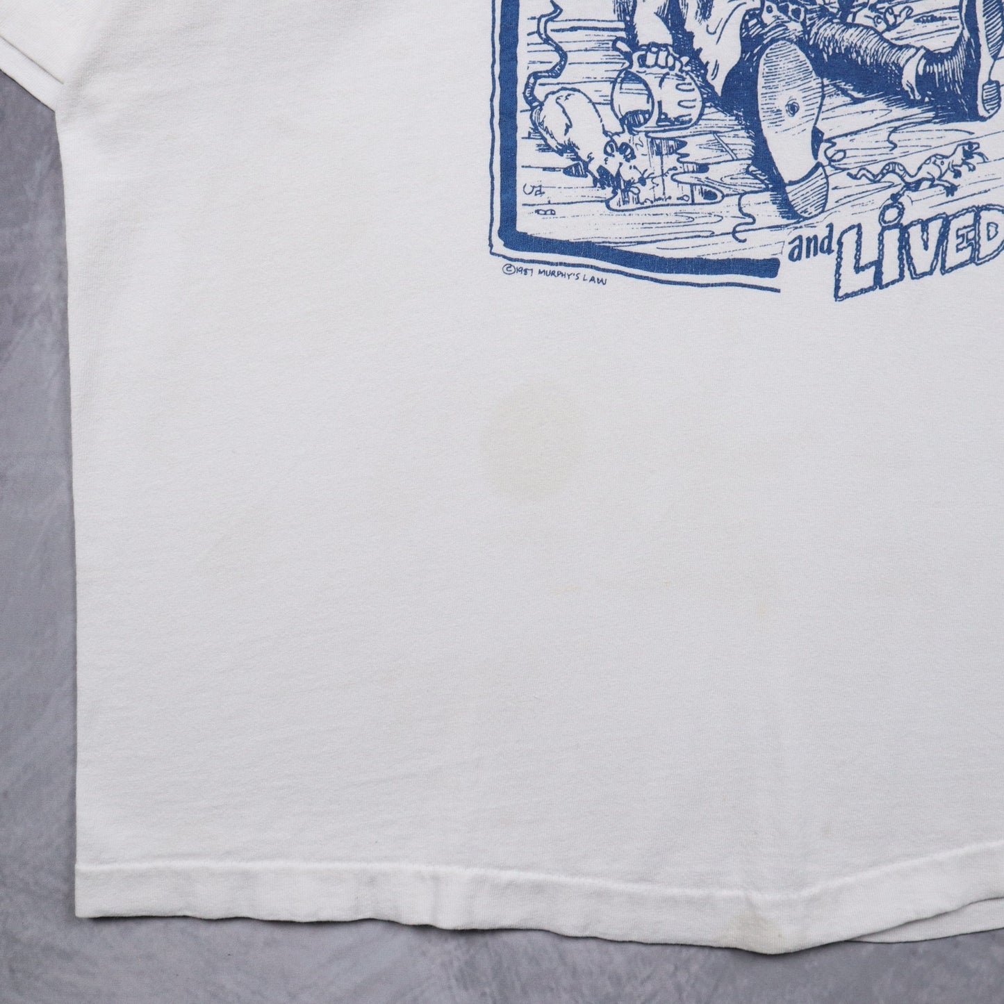 1987 White Murphy's Law 'I Saw Murphy's Law and Lived' Shirt 4949