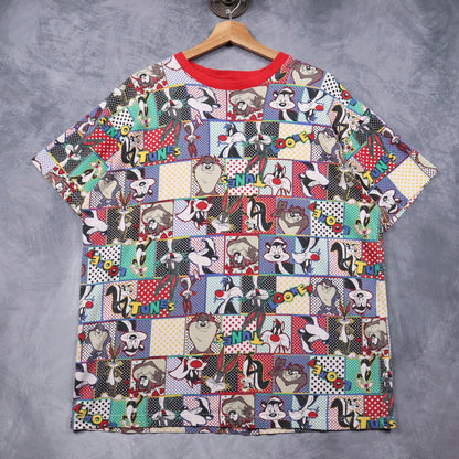 1993 Multicolor Looney Tunes All Over Print Ringer Shirt 4843