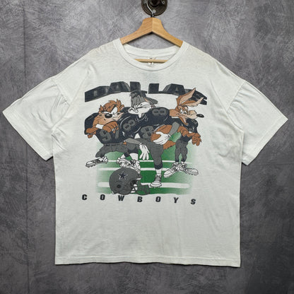 90s White Dallas Cowboys Taz Shirt 4253