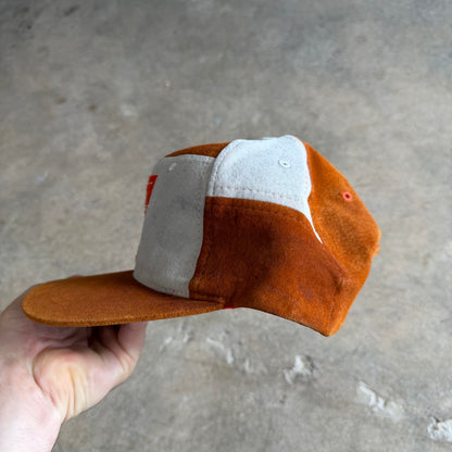 90s Burnt Orange Texas Longhorns Suede Snapback Hat 5783