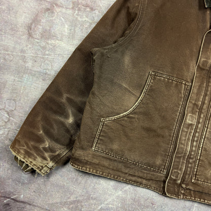 Early 00s Mocha Brown Carhartt Cropped Arctic Work Jacket XXL 2384