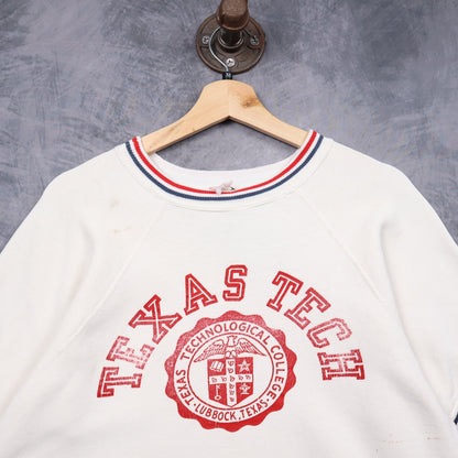 60s White Texas Tech Champion Running Man Short Sleeve Sweatshirt 5107