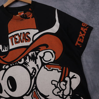 90s Black Texas Longhorns Big Print Shirt 5876