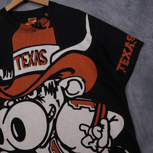 90s Black Texas Longhorns Big Print Shirt 5876