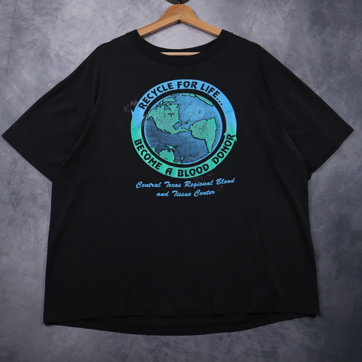 90s Black Recycle For Life Blood Donor Shirt 4641