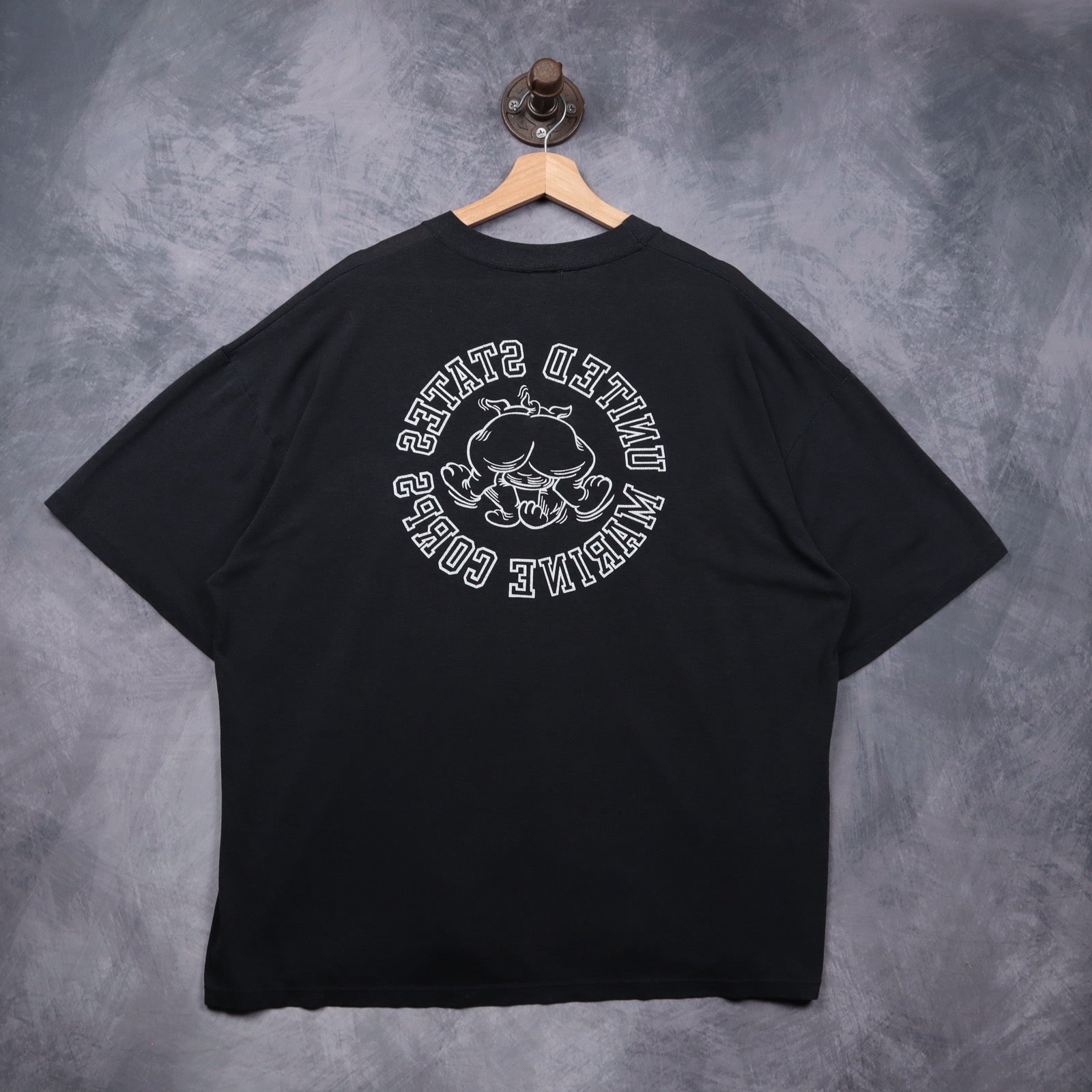 90s Black United States Marine Corps Bulldog Shirt 5579