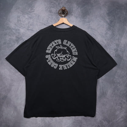 90s Black United States Marine Corps Bulldog Shirt 5579