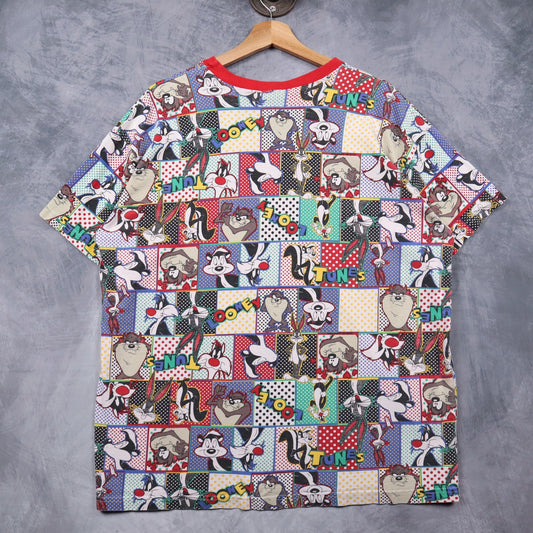 1993 Multicolor Looney Tunes All Over Print Ringer Shirt 4843