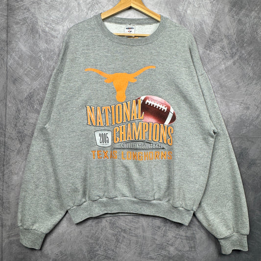 2005 Grey National Champions Texas Longhorns Crewneck Sweatshirt 4375