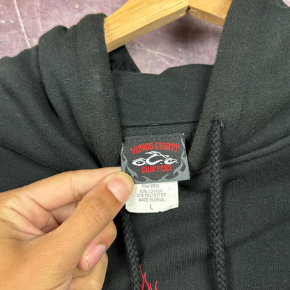 00s Black Orange County Choppers Flame Sleeve Hoodie 3047
