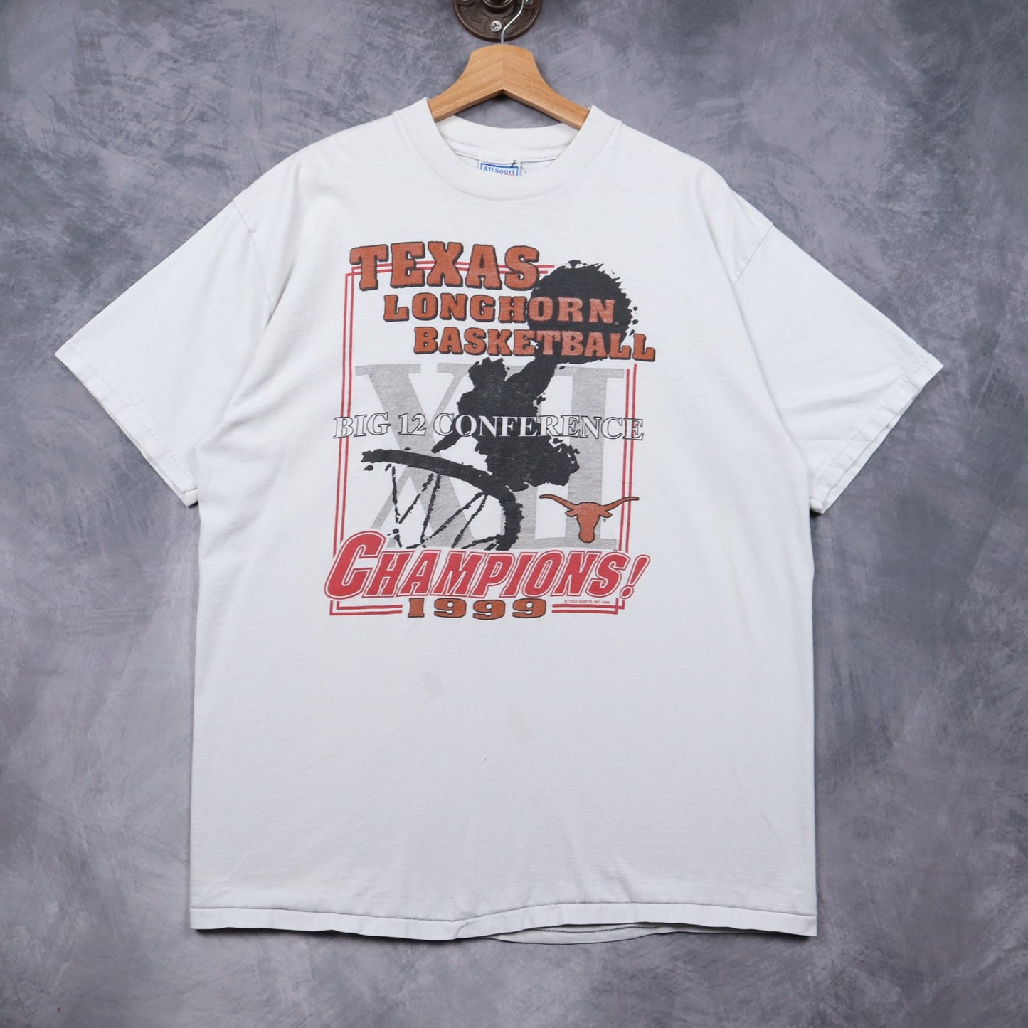 1999 White Texas Longhorn Basketball Big 12 Champions Shirt 5747