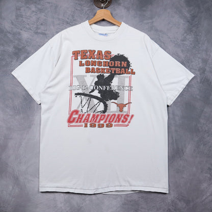 1999 White Texas Longhorn Basketball Big 12 Champions Shirt 5747