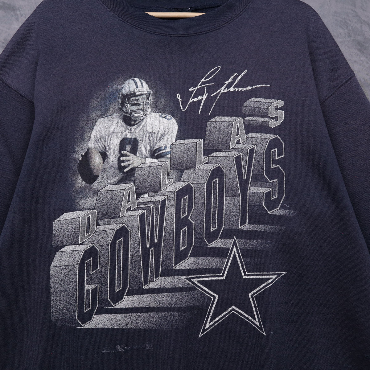 90s Navy Blue Dallas Cowboys Troy Aikman Crewneck Sweatshirt 6607