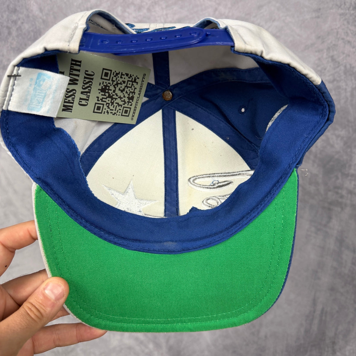 90s Blue and White Dallas Cowboys Snapback Hat 6853
