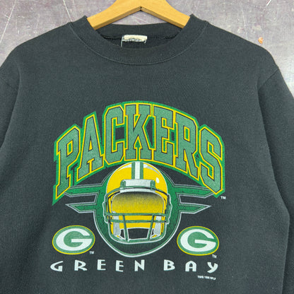 1996 Black Green Bay Packers Football Graphic Crewneck Sweatshirt S 1263