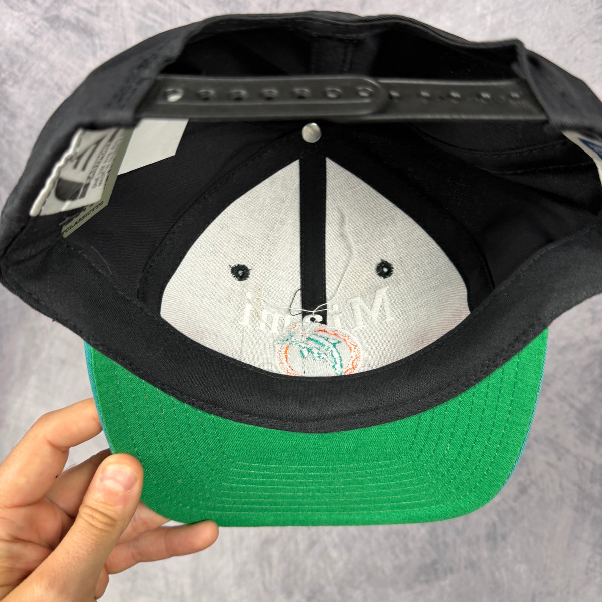 90s Black Miami Dolphins Snapback Hat 6821