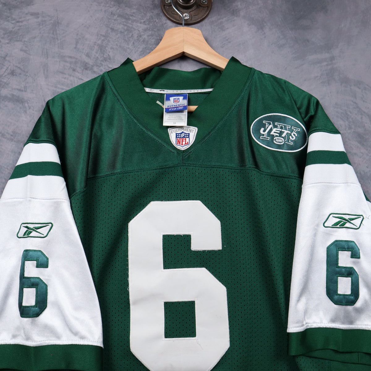 Early 00s Green New York Jets Sanchez #6 Reebok NFL Jersey 6665