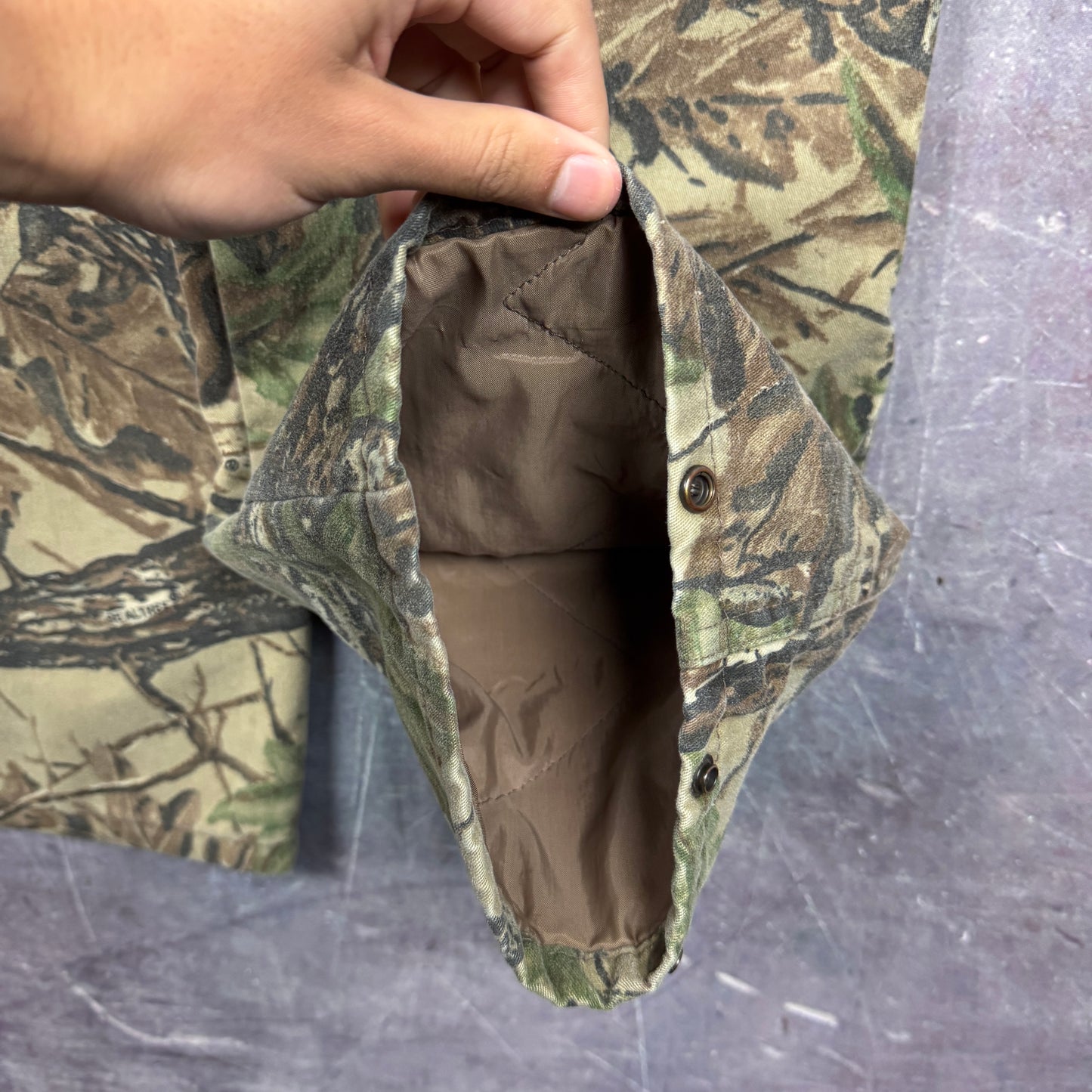 90s RealTree Camo Duxbak Thermal Lined Work Pants 35x30.5 2204