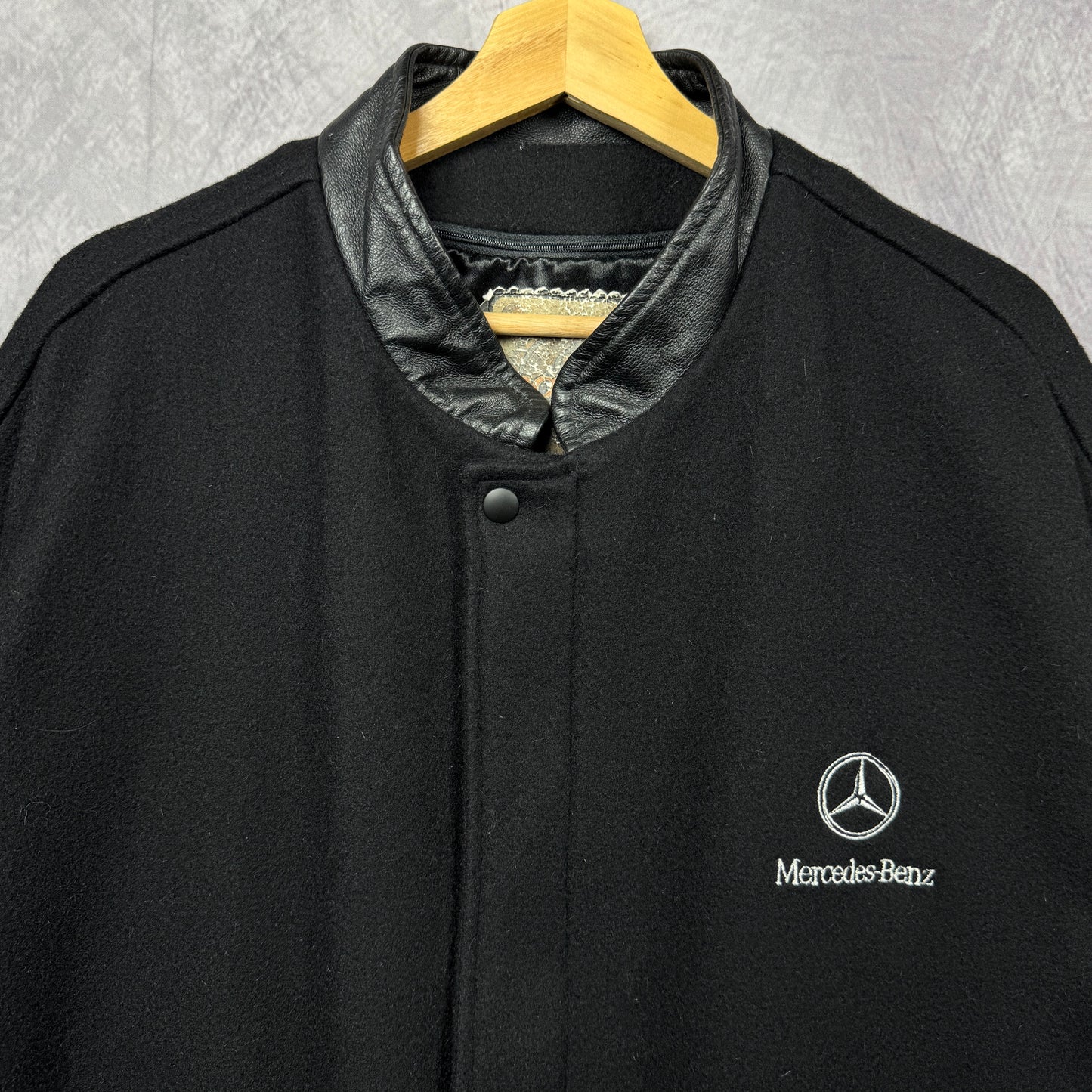 00s Black Mercedes Benz Varsity Jacket 3999