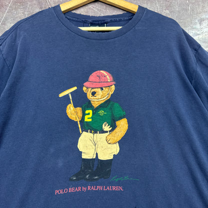 90s Navy Blue Polo Bear Shirt 3593