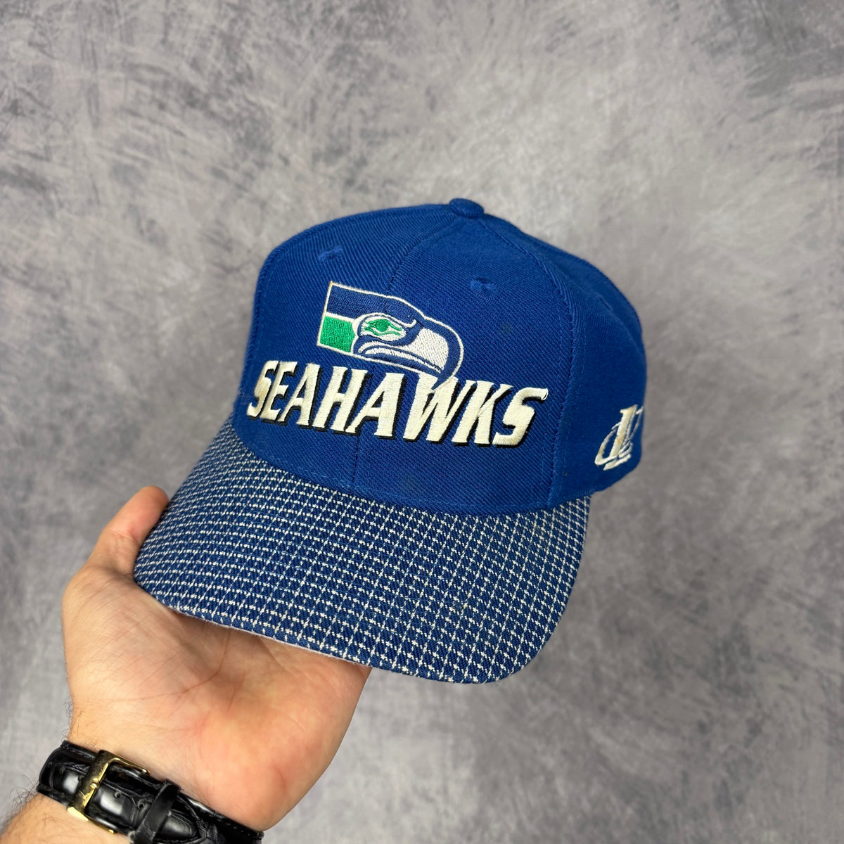 90s Blue Seattle Seahawks Logo Athletic NFL Pro Line Snapback Hat 6845