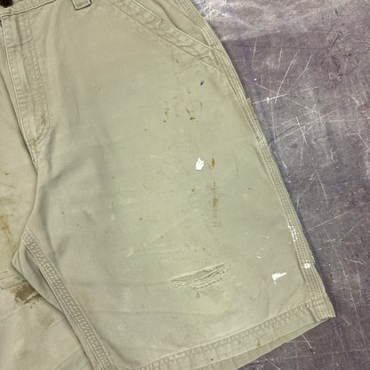 00s Tan Brown Baggy Carhartt Carpenter Painter Work Shorts 35x9.5 2794
