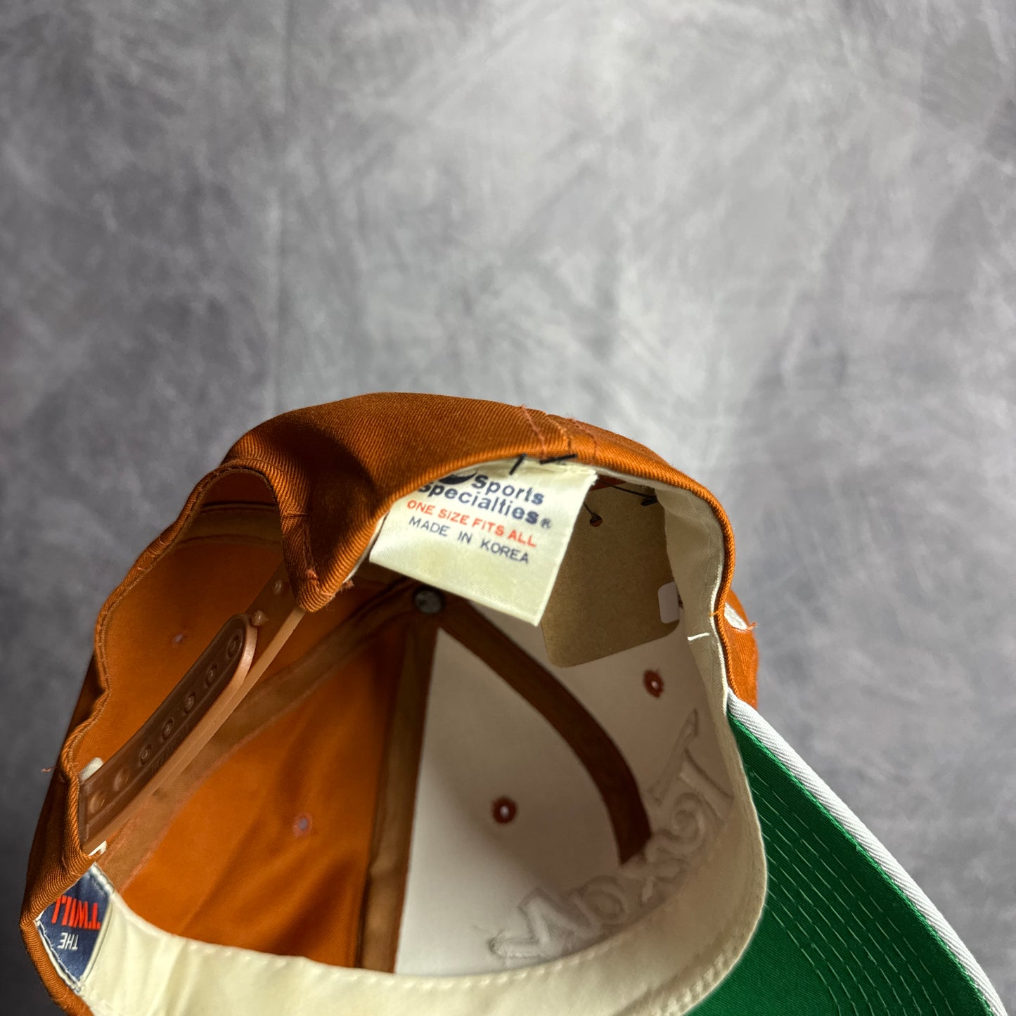90s Texas Longhorns Sports Specialties Double Line Script Snapback Hat 4631