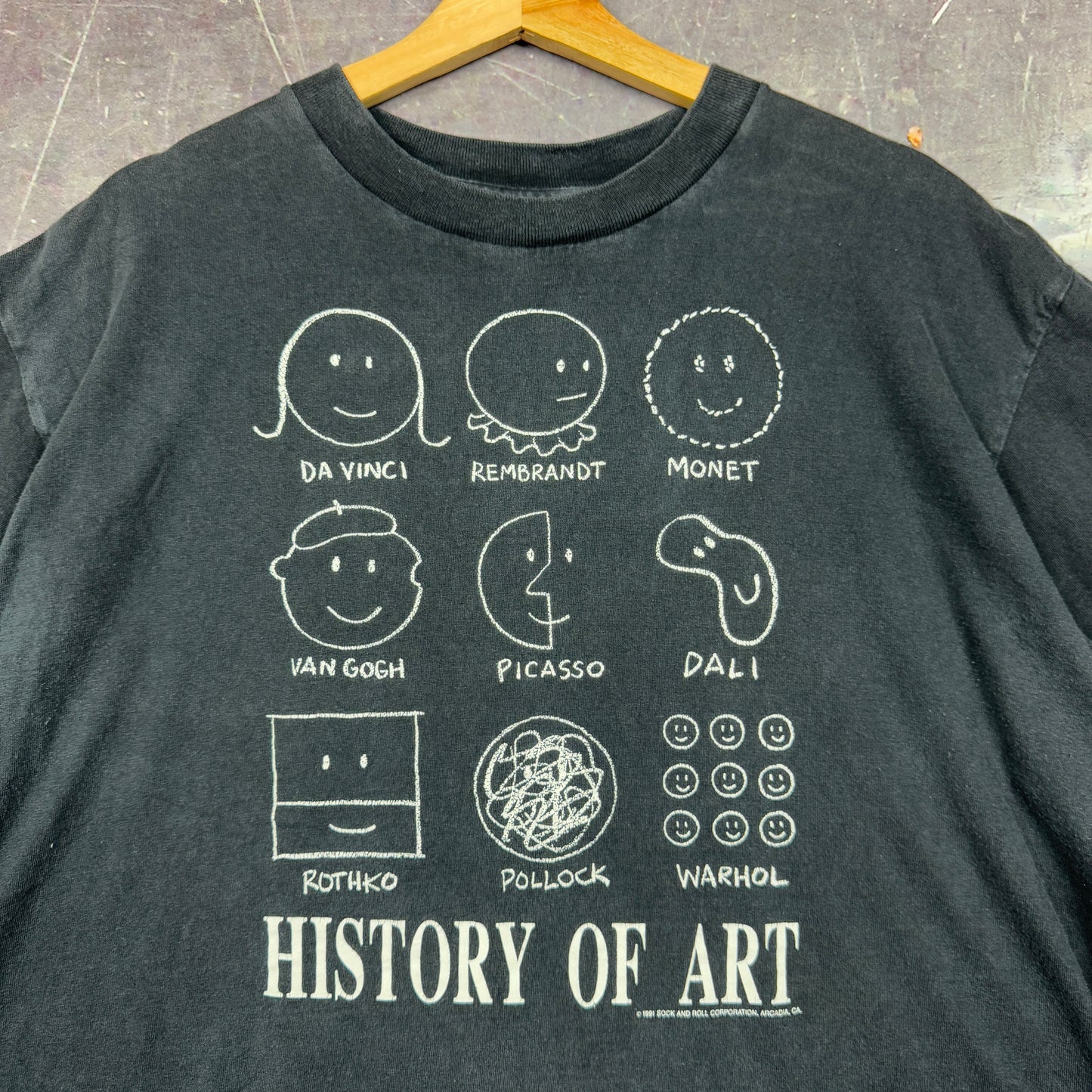 90s Black History Of Art Da Vinci Dali Warhol Van Gogh Graphic Shirt XL 0940