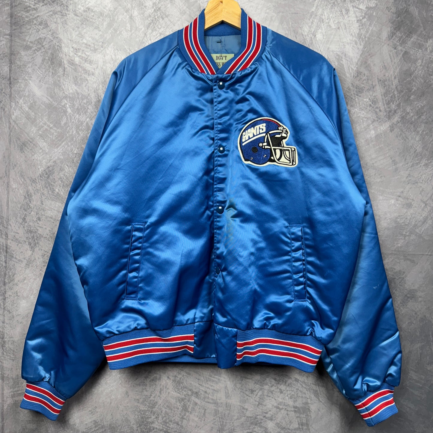 80s Blue New York Giants Chalkline Satin Jacket 4081