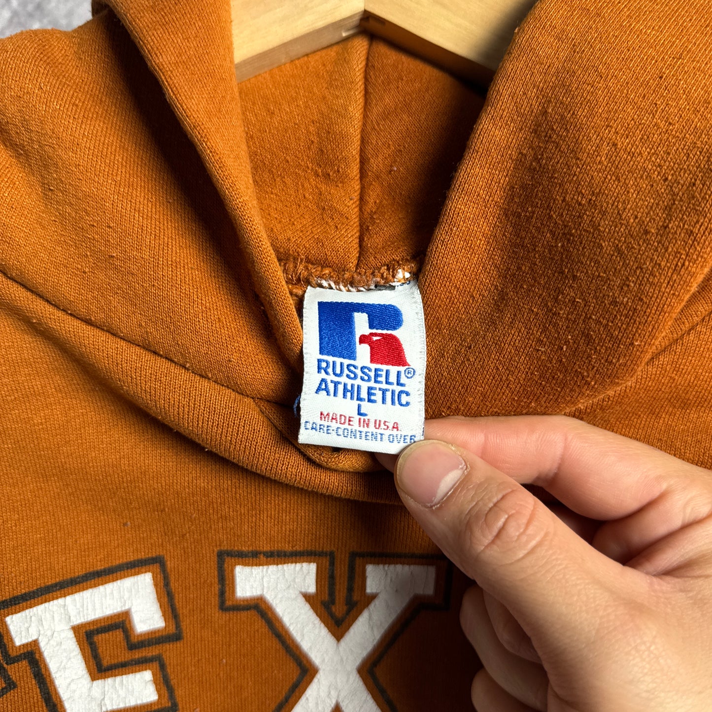 90s Orange Russell Texas Longhorns Hoodie 4421