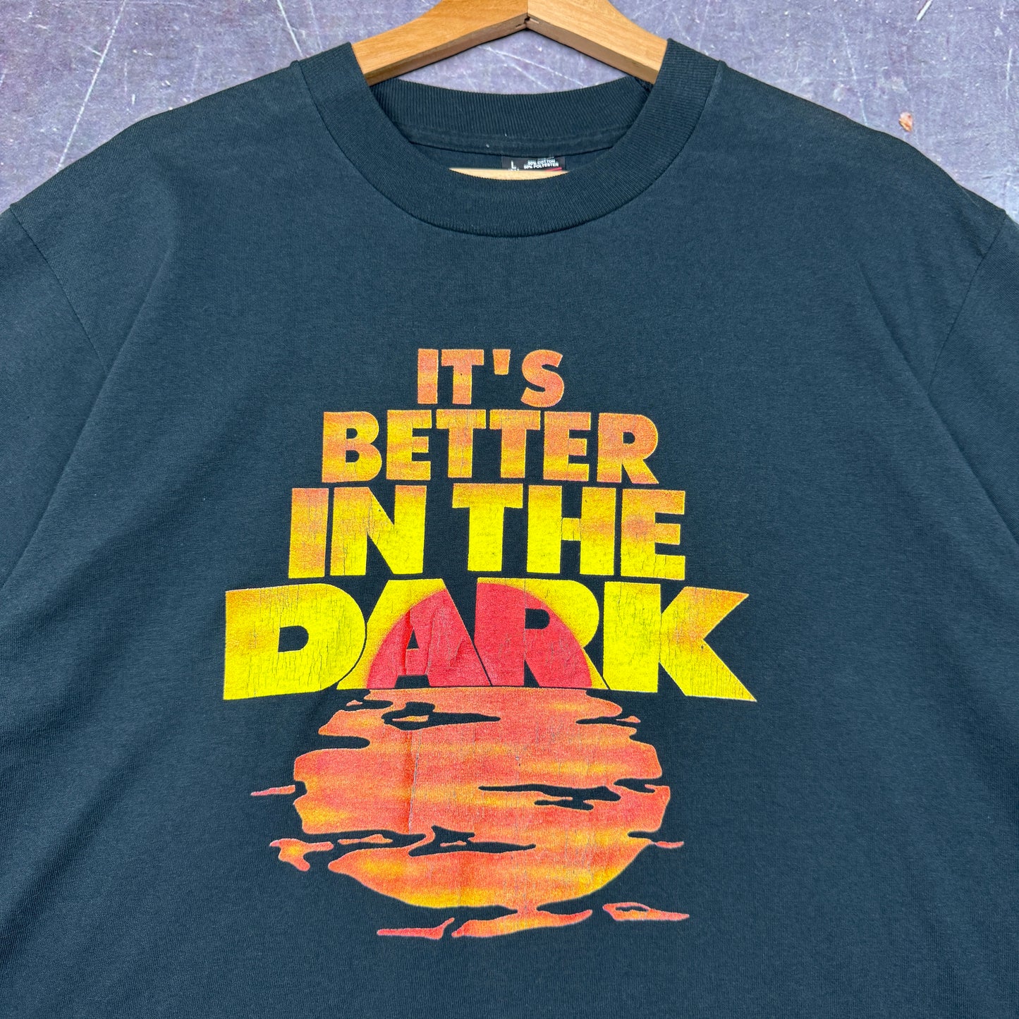 90s Black It's Better In The Dark Myers Graphic Shirt L 0870