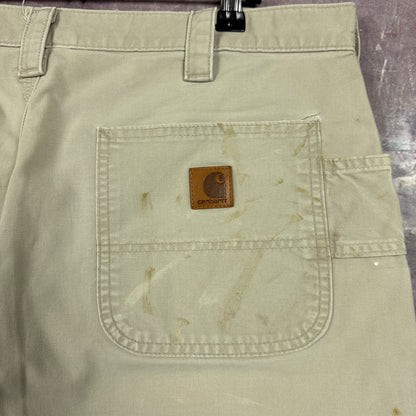 00s Tan Brown Baggy Carhartt Carpenter Painter Work Shorts 35x9.5 2794