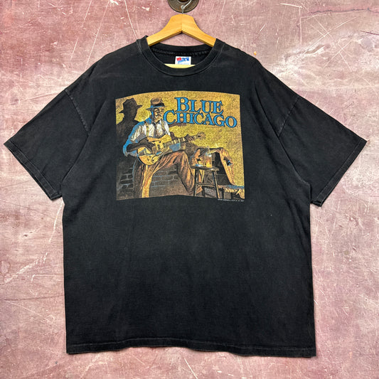 90s Black Chicago Blues Tee 3816
