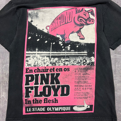 90s Faded Black Pink Floyd le Stade Olympique Pig Graphic Band Shirt L AR09