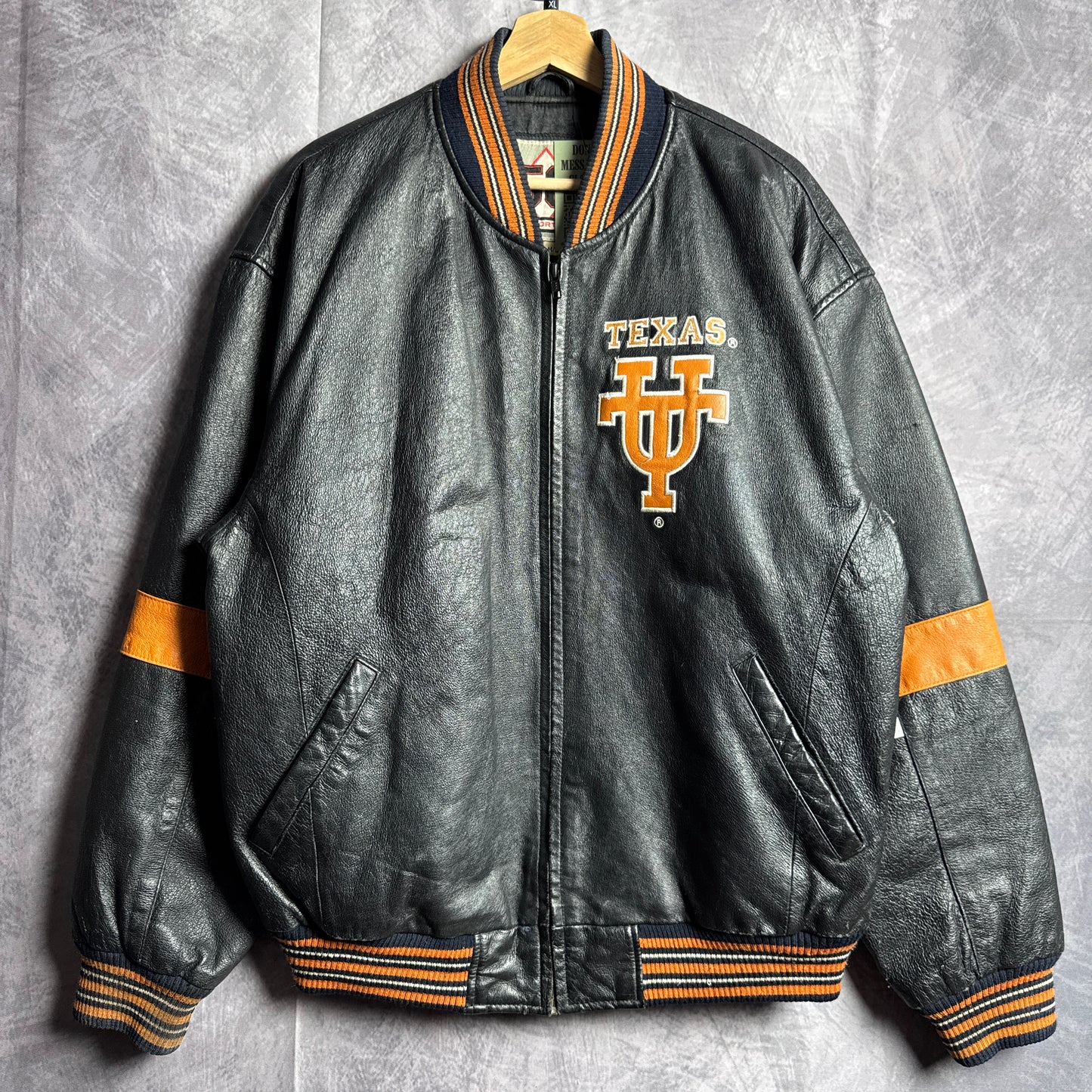 90s Black Texas Longhorns Leather Jacket 4472