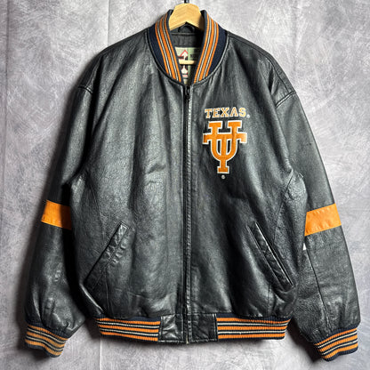 90s Black Texas Longhorns Leather Jacket 4472