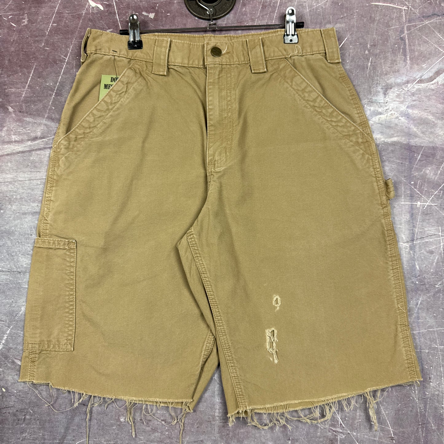 Early 00s Tan Brown Baggy Carhartt Carpenter Work Shorts 29x11 AZ26