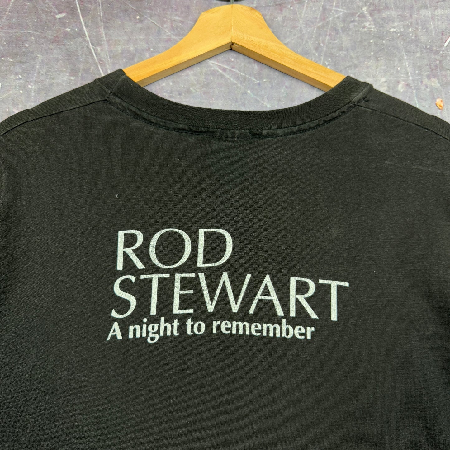 90s Faded Black Rod Stewart A Night To Remember Graphic Shirt L 1125