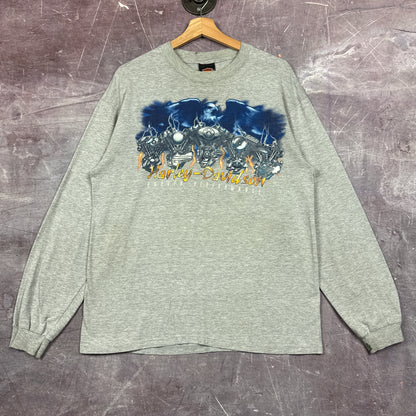 90s Grey Harley Davidson Long Sleeve Shirt 3074