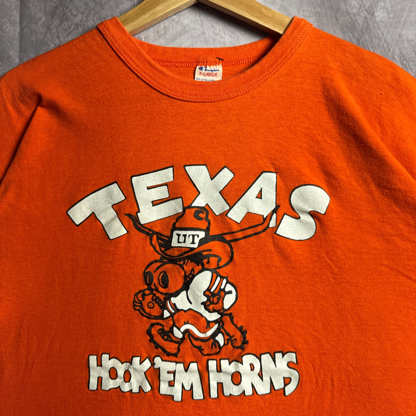 80s Orange Texas Longhorns Champion Hook Em Horns Shirt 4569