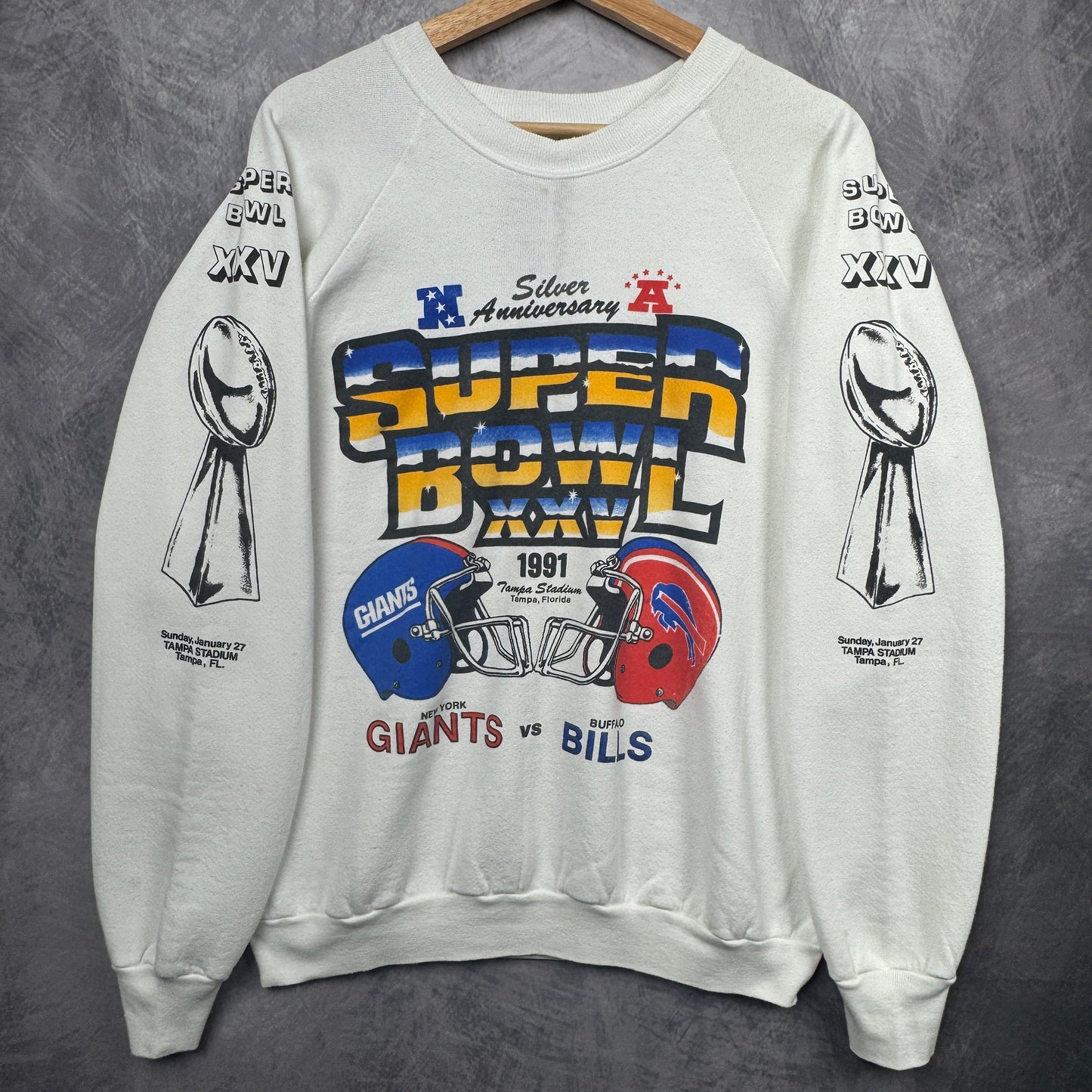 1991 White Superbowl XXV Crewneck Sweatshirt 4110
