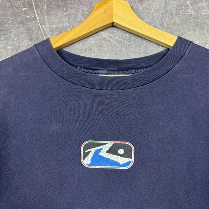 90s Navy Blue Rusty Surf Skate Logo Graphic Shirt XL 0838