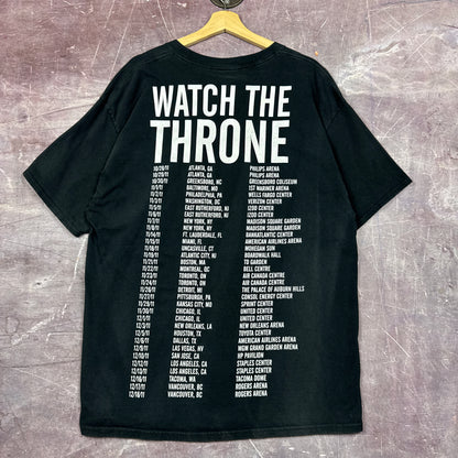 2011 Faded Black Watch The Throne Kanye West Jay Z Tour Shirt L 2831
