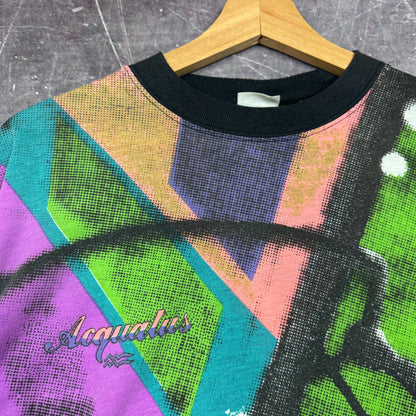 90s Multicolor Acquatus Surfer All Over Print Graphic Shirt L 0822